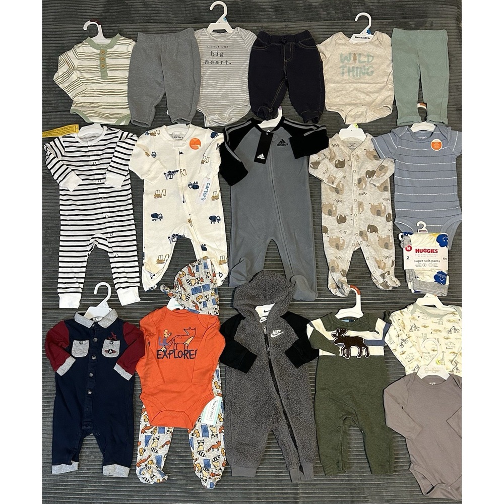 Huge Lot Winter Baby Boys Clothes 6 9 Months NEW &EC 6/9 M Adidas Nike Carters